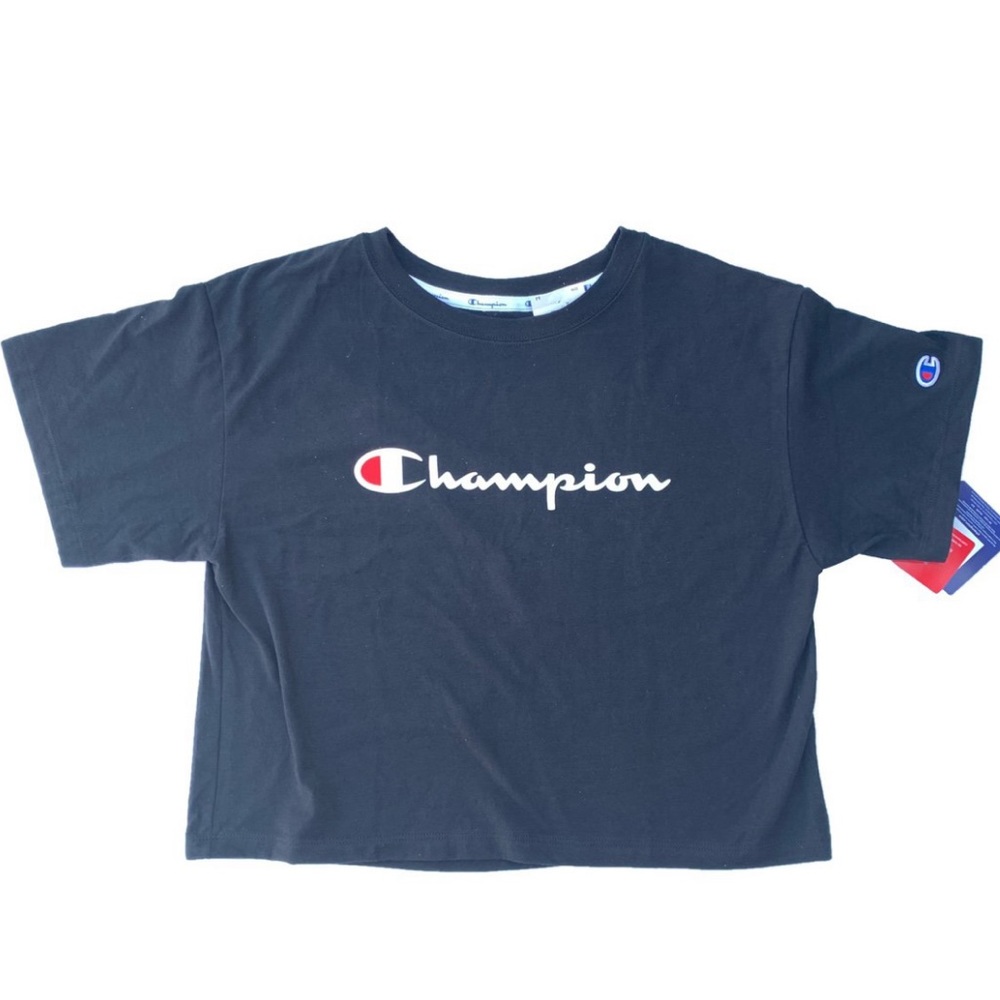 BNWT Black Champion Script Heritage Crop Tshirt
